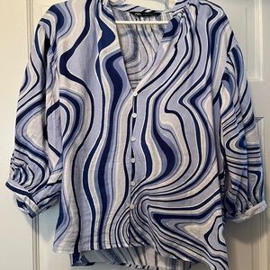 Blue and white Zara top, size medium